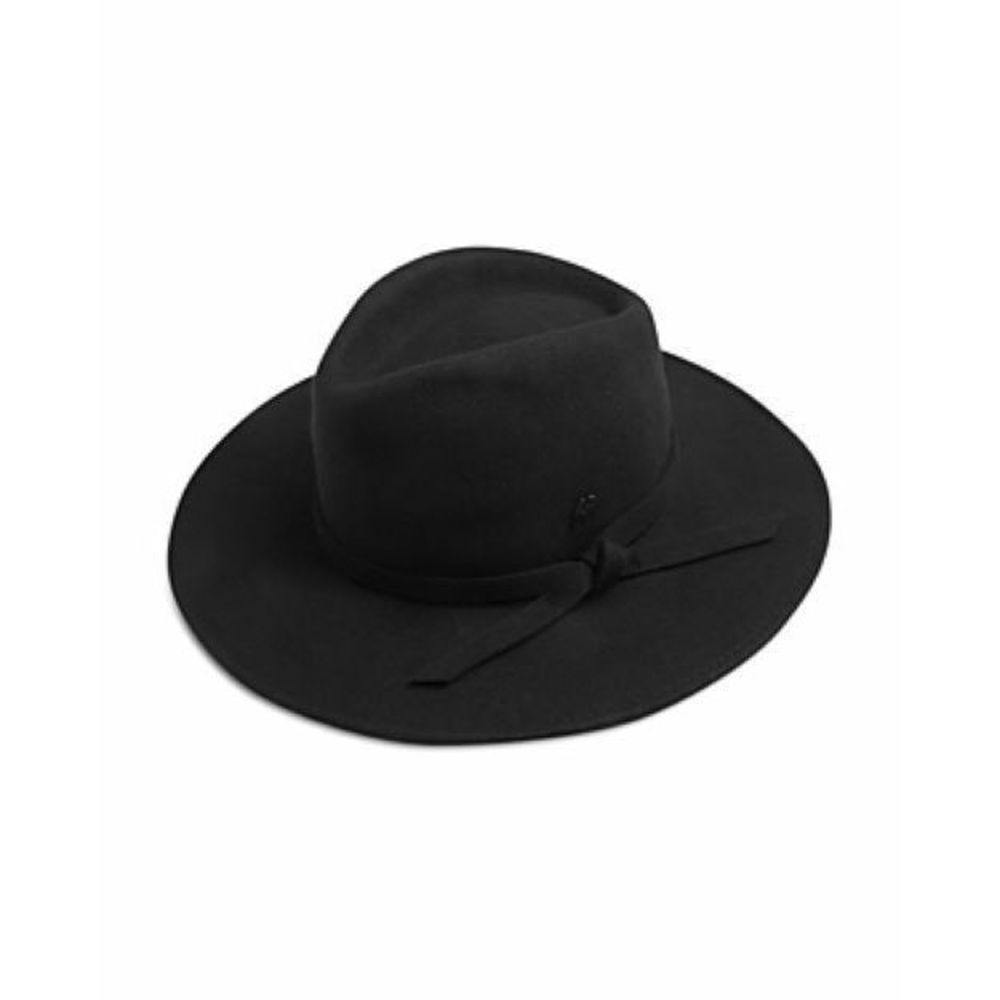 New Raffaello Bettini Large Wool Fedora Bow Hat Black One Size Us It 57